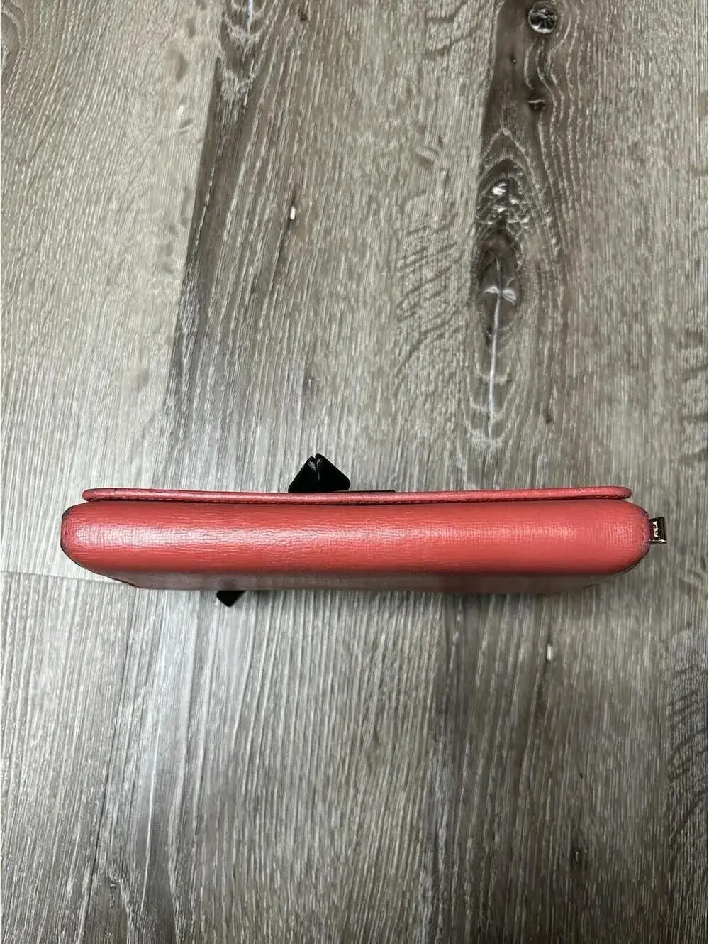FURLA Leather Long Wallet Red/Coral Large Capacity Authentic